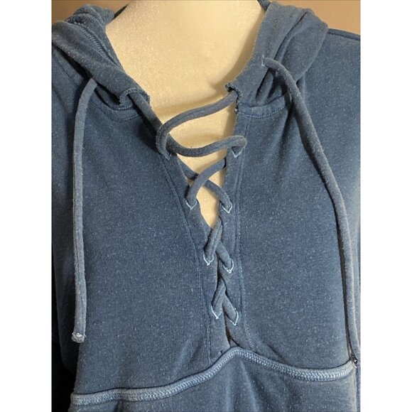 Free People Movement Sweatshirt Teal Hooded Kangaroo Pocket Sz XS Oversized - Picture 2 of 8